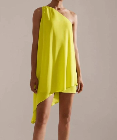 Krisa Layered One Shoulder Dress In Yellow