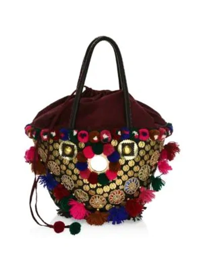 Figue Frida Tuk Tuk Embellished Top Handle Bag In Black Multi