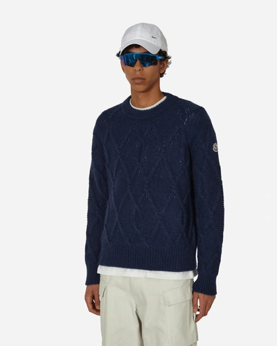 Moncler Virgin Wool Sweater Navy In Blue