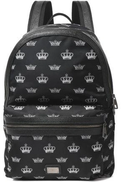 Dolce & Gabbana Woman Textured Leather-trimmed Printed Shell Backpack Black