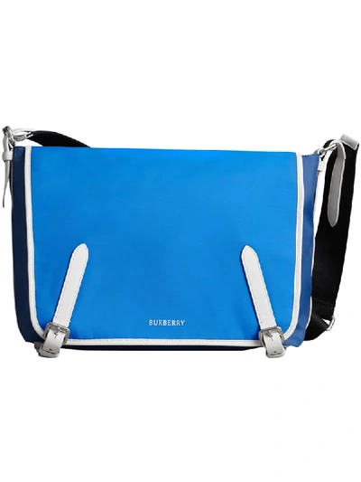 Burberry Large Tri-tone Nylon And Leather Messenger Bag In Blue