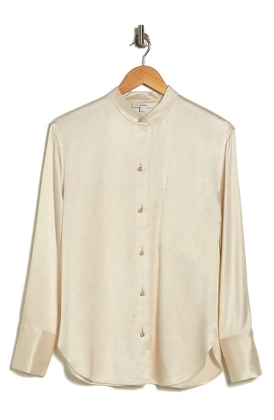 Vince Relaxed Band Collar Button-up Shirt In Pampas