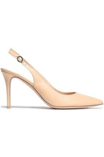 Gianvito Rossi 85 Leather Slingback Pumps In Beige