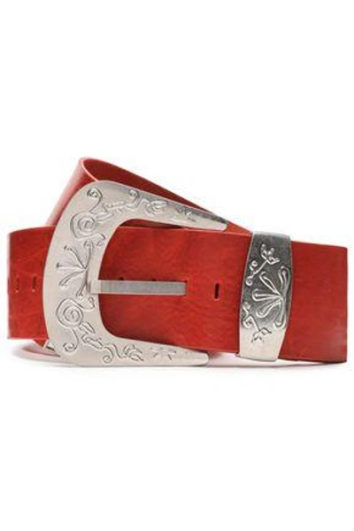 Maison Margiela Woman Distressed Leather Belt Brick