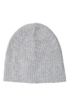 Stewart Of Scotland Cashmere Double Layer Rib Knit Beanie In Gray