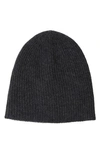 Stewart Of Scotland Cashmere Double Layer Rib Knit Beanie In Charcoal
