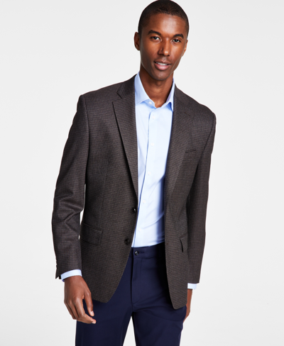 Michael Kors Men's Modern-fit Pattern Check Sport Coats In Brown