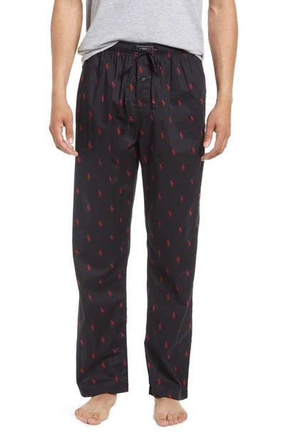 Polo Ralph Lauren Allover Pony Print Pajama Pants In Rl Black/rl2000 Red