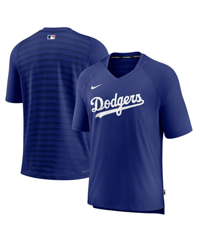 Nike Men's  Royal Los Angeles Dodgers Authentic Collection Pregame Raglan Performance V-neck T-shirt