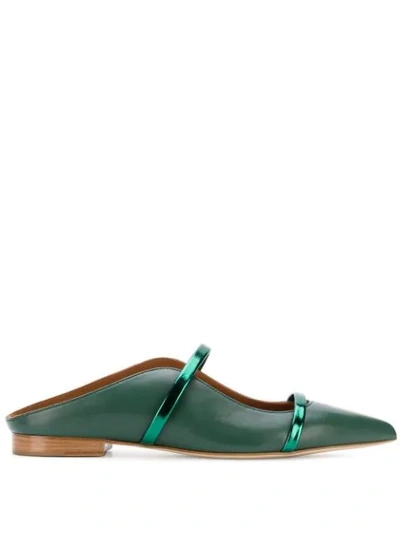 Malone Souliers Maureen Leather Slippers In Green