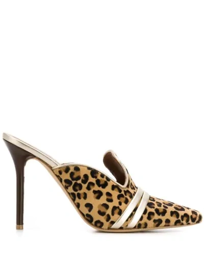 Malone Souliers Hayley Leopard-print High Mules W/ Double Straps In Brown