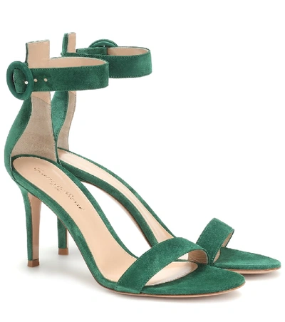 Gianvito Rossi Portofino 85 Suede Sandals In Green