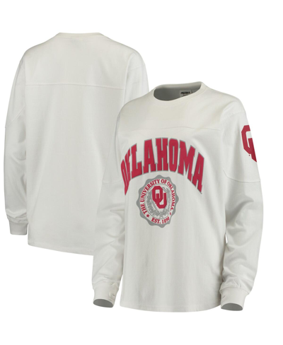 Pressbox Women's White Oklahoma Sooners Edith Long Sleeve T-shirt