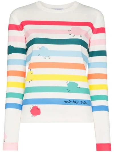 Mira Mikati Monster Stripe Long Sleeve T Shirt In White