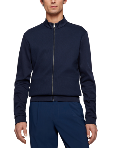 Hugo Boss Boss Men's Cotton Zip-up Sweatshirt In Dark Blue