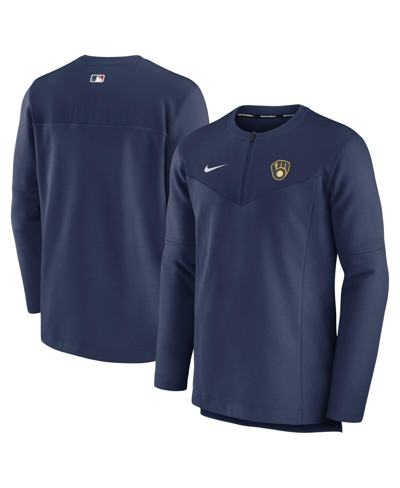 Nike Men's  Navy Milwaukee Brewers Authentic Collection Game Time Performance Quarter-zip Top