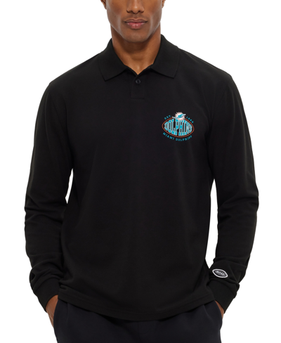 Hugo Boss Boss By  Men's Boss X Nfl Long-sleeved Polo Shirt In Black