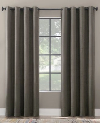 Scott Living Rafaela Woven Pattern Chenille 100% Blackout Grommet Curtain Panel, 50" X 96" In Coal Gray