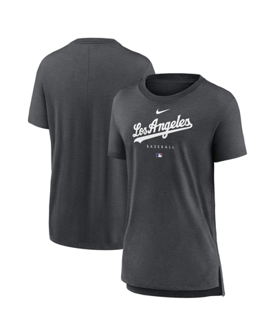 Nike Women's  Heather Charcoal Los Angeles Dodgers Authentic Collection Early Work Tri-blend T-shirt
