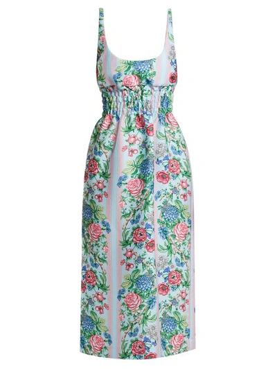 Emilia Wickstead Giovanna Crepe-cloque Dress In Blue Pastel Roses