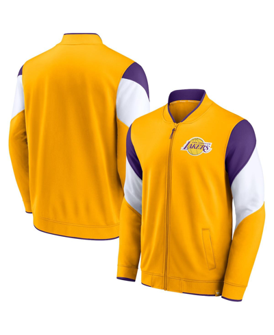 Fanatics Men's  Gold, Purple Los Angeles Lakers League Best Performance Full-zip Top In Gold,purple