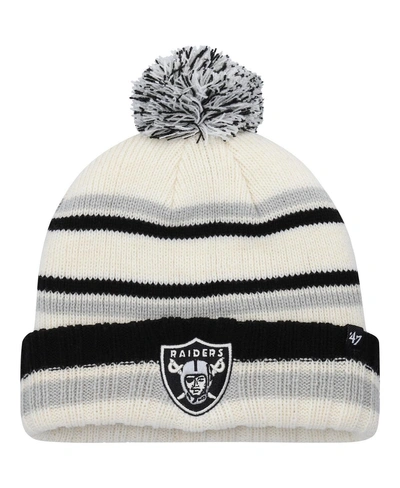 47 Brand Kids' Big Boys ' Cream Las Vegas Raiders Driftway Cuffed Knit Hat With Pom