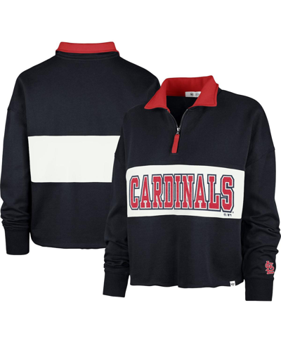 47 Brand Women's ' Navy St. Louis Cardinals Remi Quarter-zip Cropped Top