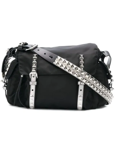 Prada Vela Small Studded Bag - Black