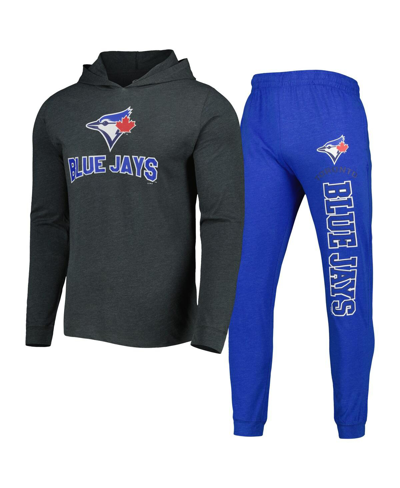 Concepts Sport Men's  Heather Royal And Heather Charcoal Los Angeles Dodgers Meter Hoodie And Joggers In Heather Royal,heather Charcoal