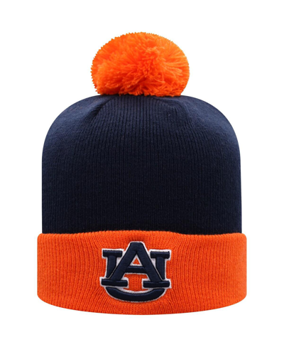 Top Of The World Men's Navy And Orange Auburn Tigers Core 2-tone Cuffed Knit Hat With Pom In Navy,orange
