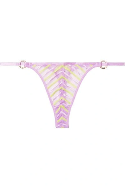 Agent Provocateur Pettra Embroidered Tulle Thong In Lavender