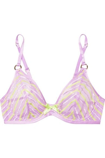Agent Provocateur Pettra Embroidered Tulle Underwired Bra In Lavender