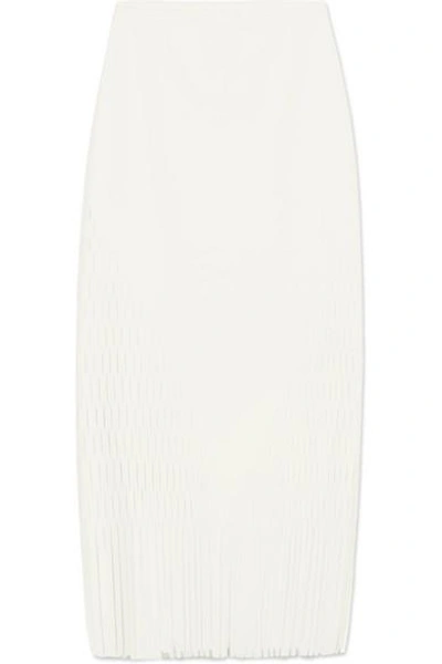 Dion Lee Fringed Cutout Jersey Midi Skirt In Ivory