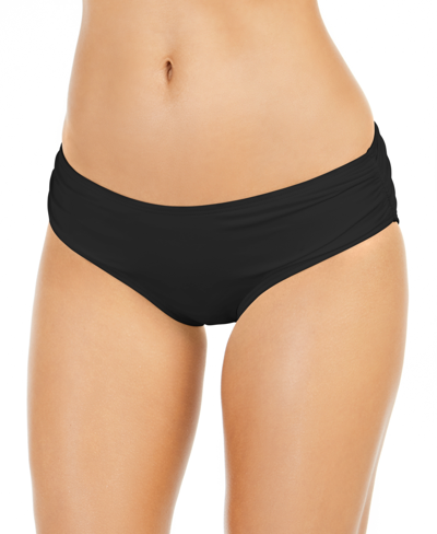 Michael Kors Michael  Shirred Bikini Bottoms In Black