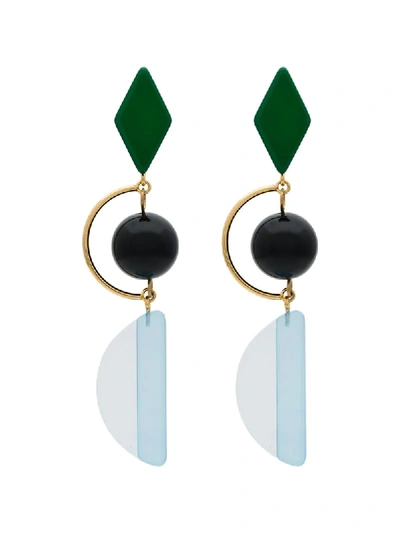 Marni Gold-tone And Resin Earrings In Blue