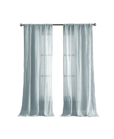 French Connection Charter Crushed Semi-sheer Rod Pocket Window Curtain Pair, 84" X 50" In Aqua