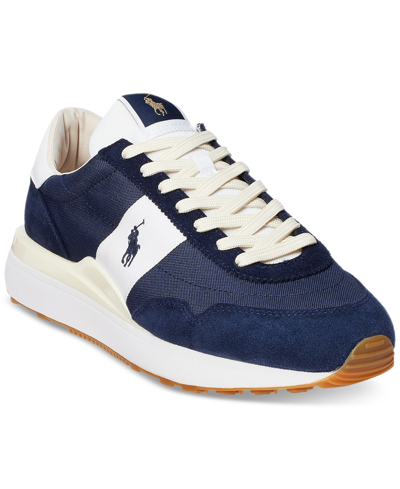 Polo Ralph Lauren Men's Train 89 Suede & Oxford Sneakers In White,yellow,royal