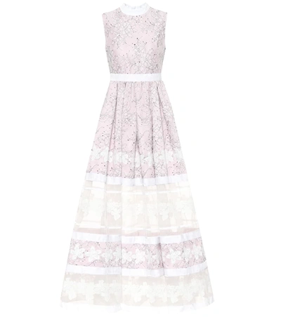 Huishan Zhang Floral Lace Gown In Pink