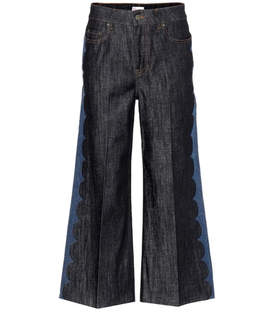 Red Valentino Wide-leg Cropped Jeans In Blue