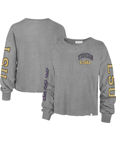 47 Brand Women's '47 Heathered Gray Lsu Tigers Ultra Max Parkway Long Sleeve Cropped T-shirt