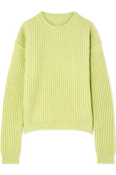 Rick Owens Ribbed-knit Wool Sweater In Chartreuse