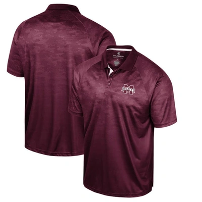 Colosseum Men's  Maroon Mississippi State Bulldogs Honeycomb Raglan Polo Shirt