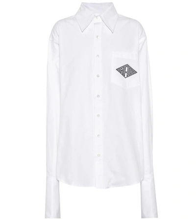 Matthew Adams Dolan Logo Printed Cotton Shirt In White