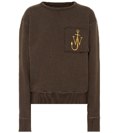 Jw Anderson Embroidered Cotton Sweatshirt In Green
