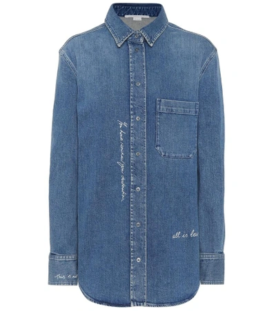 Stella Mccartney Embroidered Denim Shirt In Blue