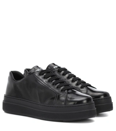Prada Leather Sneakers In Black