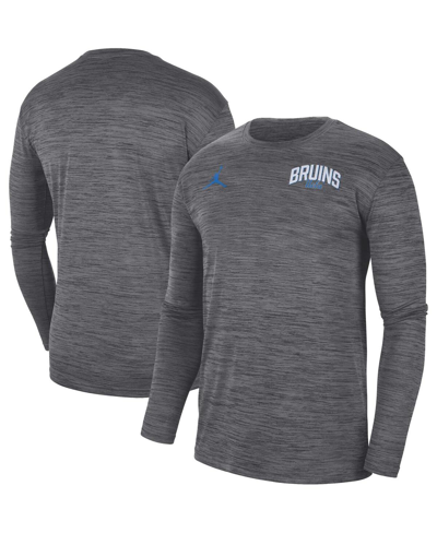 Jordan Men's  Charcoal Ucla Bruins Sideline Game Day Velocity Performance Long Sleeve T-shirt