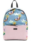 Furla Giudecca Small Floral Print Backpack In Toni Veron Blue/pink/gold