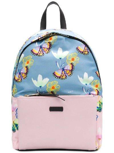 Furla Giudecca Small Floral Print Backpack In Toni Veron Blue/pink/gold