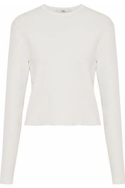 Tibi Woman Cropped Ribbed-knit Top Ivory